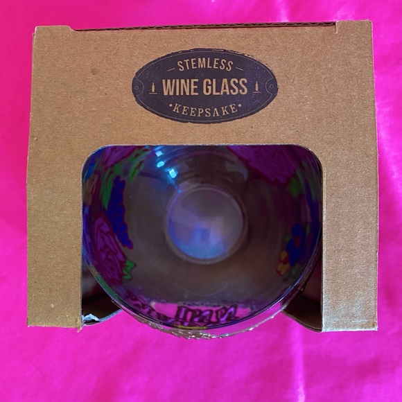 Madonna Inn Stemless Wine Vino Glass Cup Pink Gold Roses Hotel California Champ - Picture 2 of 10